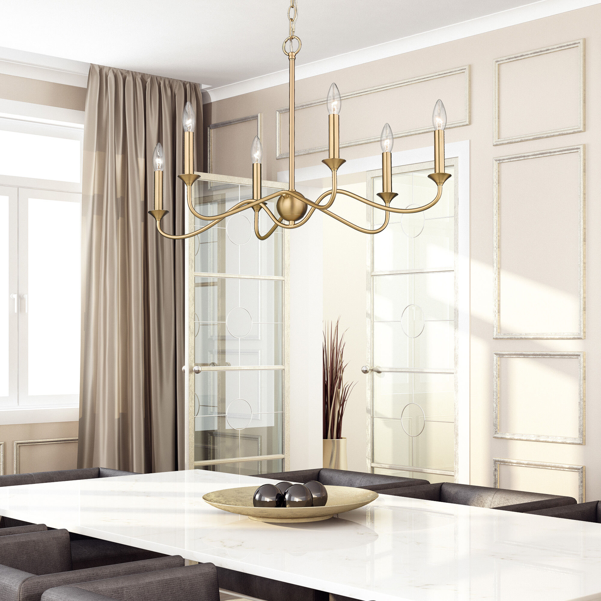 Golden Lighting 8316 LP BCB Tierney 6 Light 29 inch Brushed Champagne Bronze Kitchen Island Light Ceiling Light